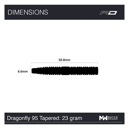 Red Dragon Dragonfly 95 Black Tapered Darts 23g Specs