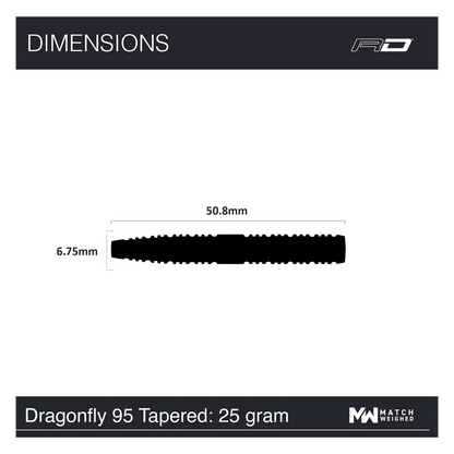 Red Dragon Dragonfly 95 Black Tapered Darts 25g Specs