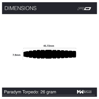 Red Dragon Paradym Torpedo 90% Tungsten Darts 26 gram Specs