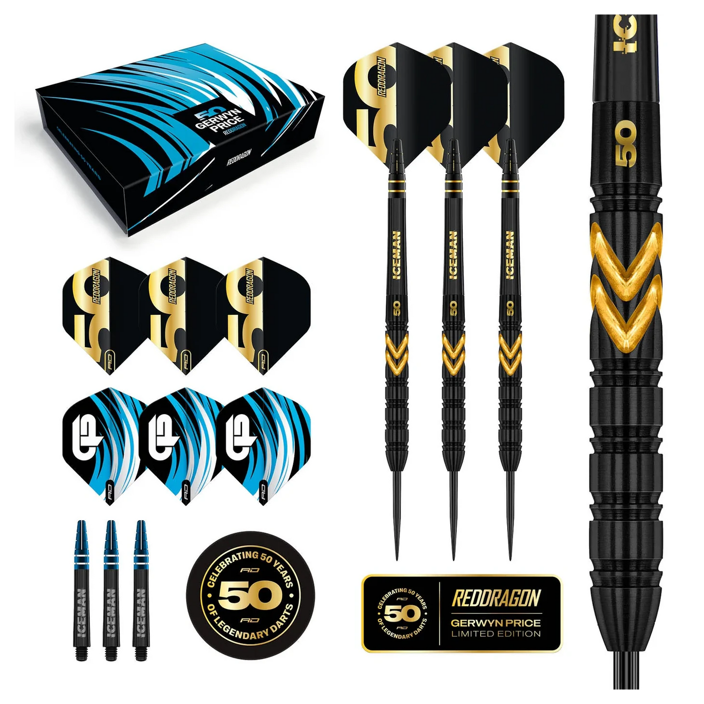 Red Dragon Gerwyn Price 50 Years Player Edition 90% Tungsten Steel Tip Darts 23 grams