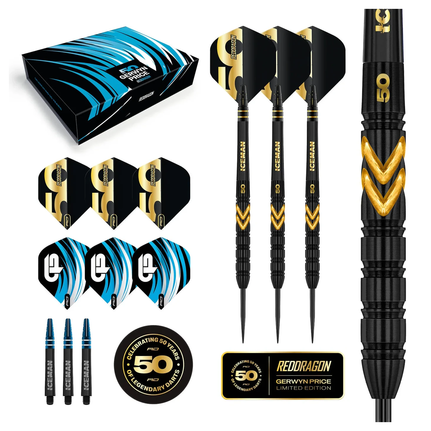 Red Dragon Gerwyn Price 50 Years Player Edition 90% Tungsten Steel Tip Darts 23 grams