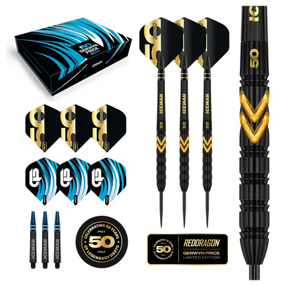 Red Dragon Gerwyn Price 50 Years Player Edition 90% Tungsten Steel Tip Darts 23 grams
