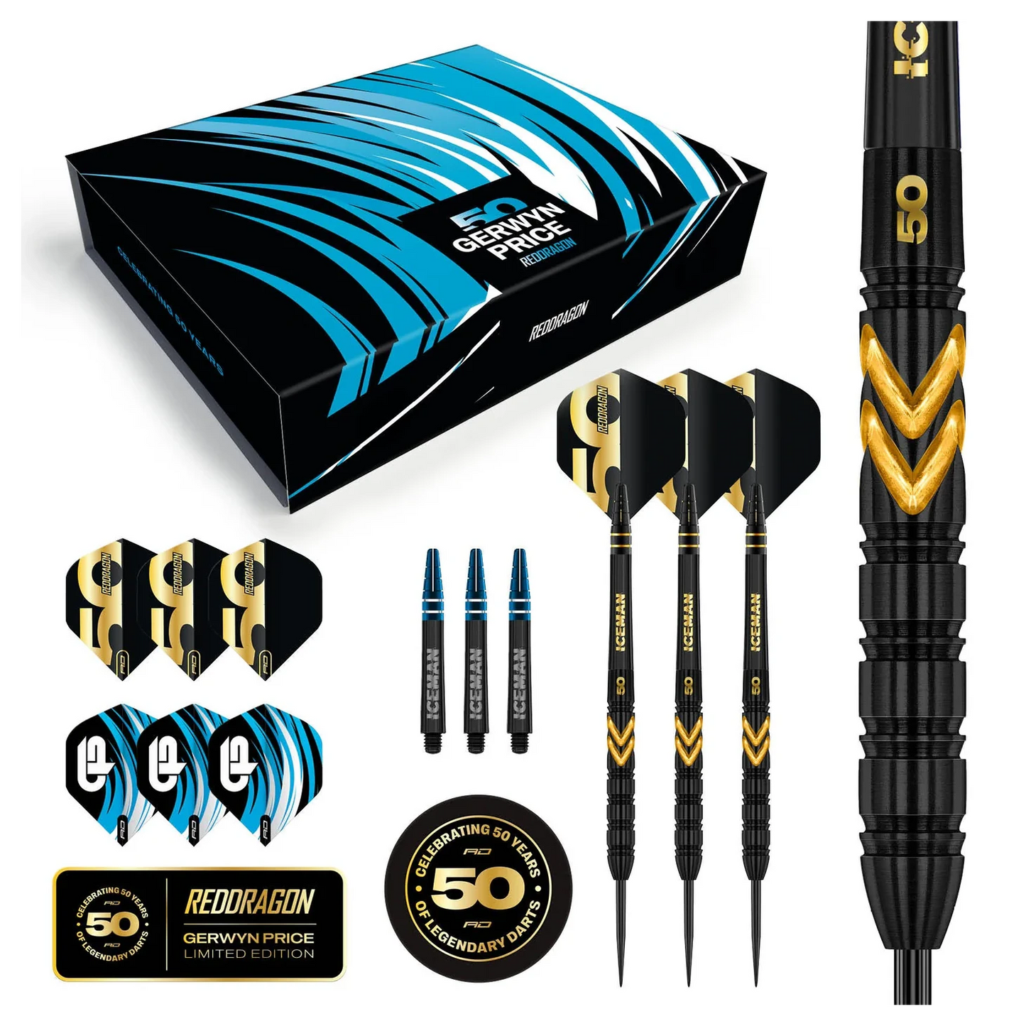 Red Dragon Gerwyn Price 50 Years Player Edition 90% Tungsten Steel Tip Darts 23 grams