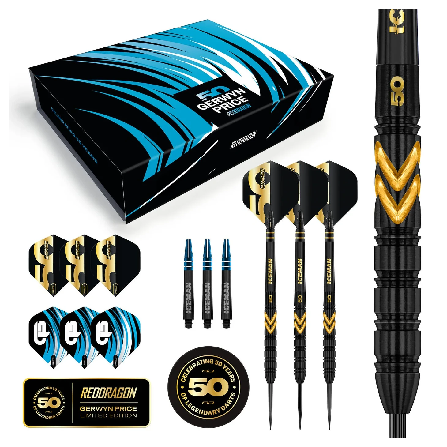 Red Dragon Gerwyn Price 50 Years Player Edition 90% Tungsten Steel Tip Darts 23 grams