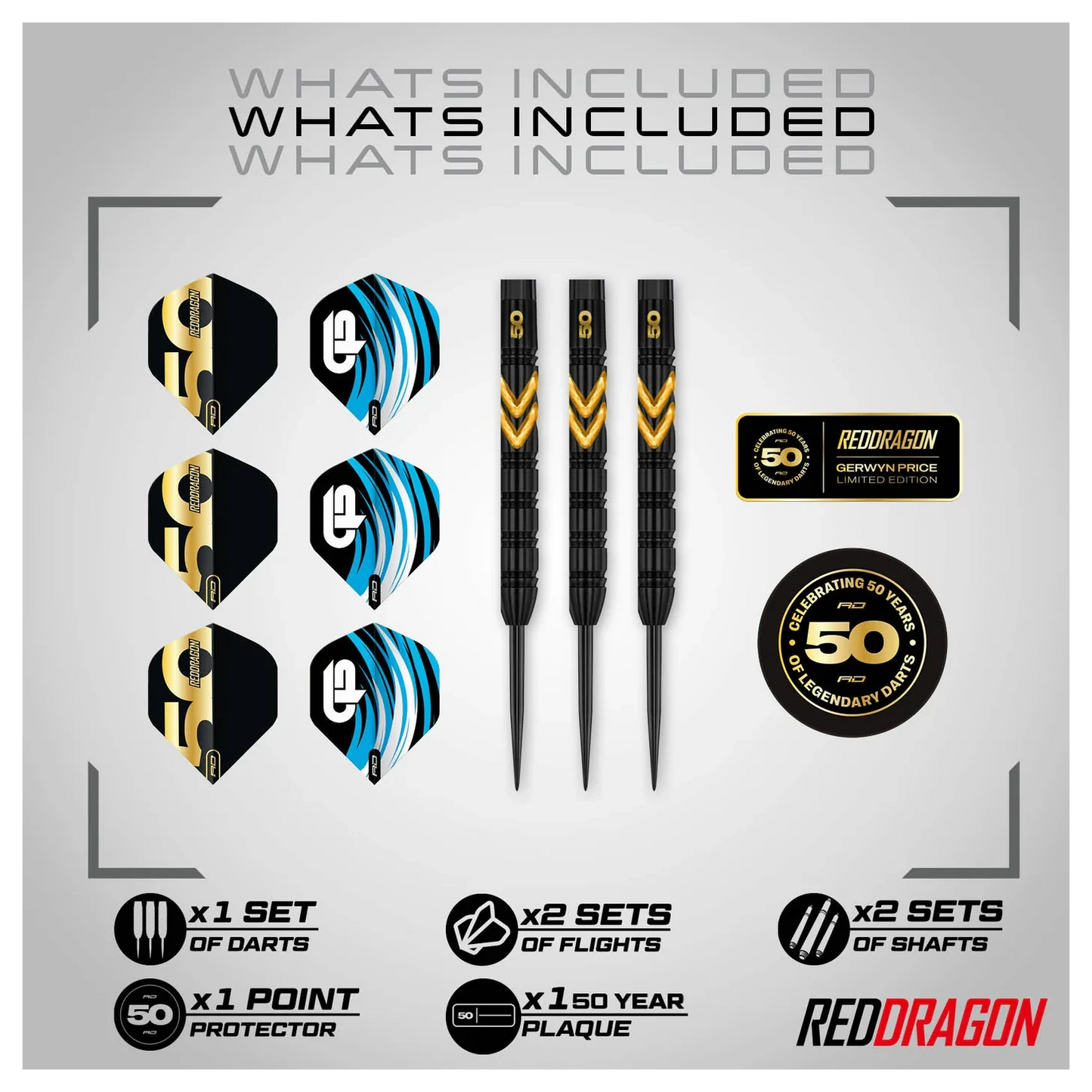 Red Dragon Gerwyn Price 50 Years Player Edition 90% Tungsten Steel Tip Darts 23 grams