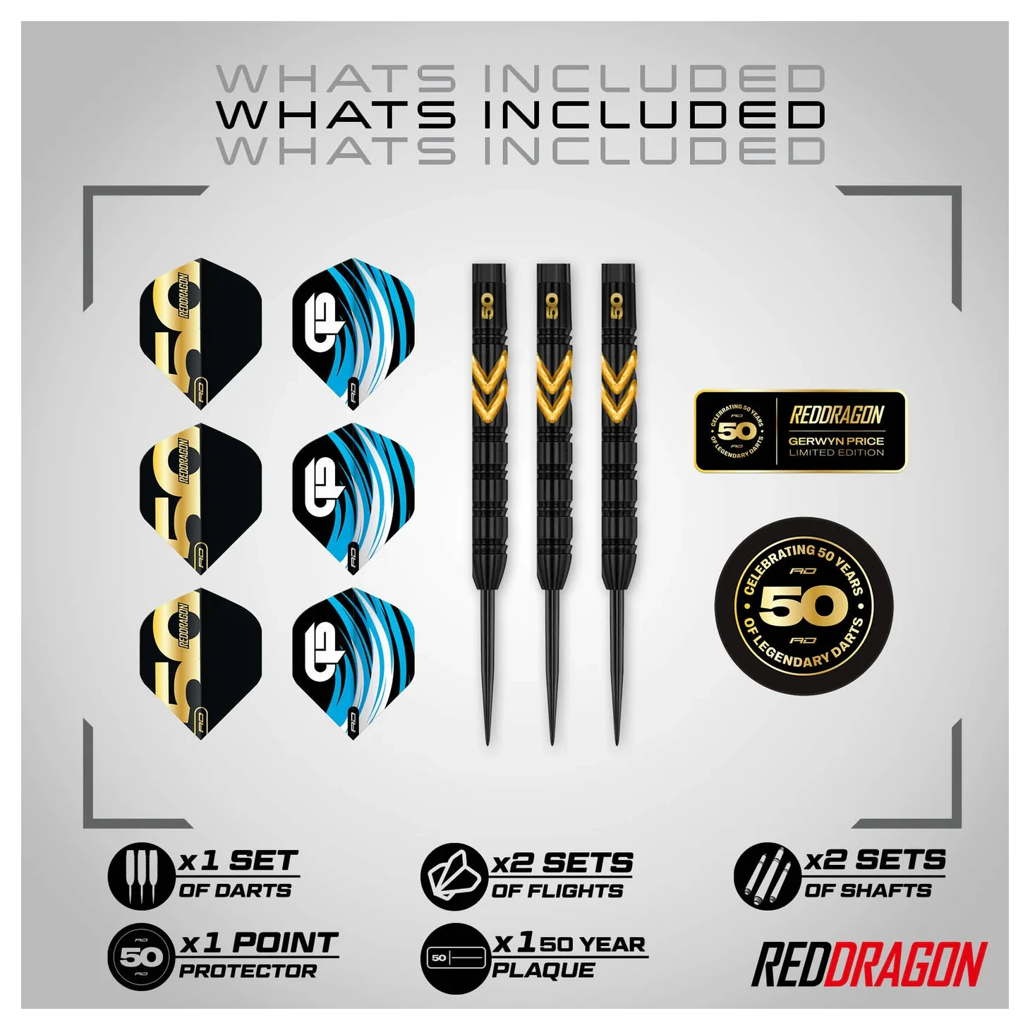 Red Dragon Gerwyn Price 50 Years Player Edition 90% Tungsten Steel Tip Darts 23 grams