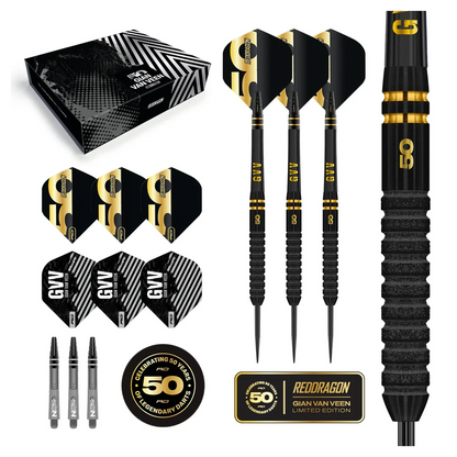 Red Dragon Gian Van Veen 50 Years Player Edition 90% Tungsten Steel Tip Darts 21 grams