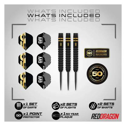 Red Dragon Gian Van Veen 50 Years Player Edition 90% Tungsten Steel Tip Darts 21 grams