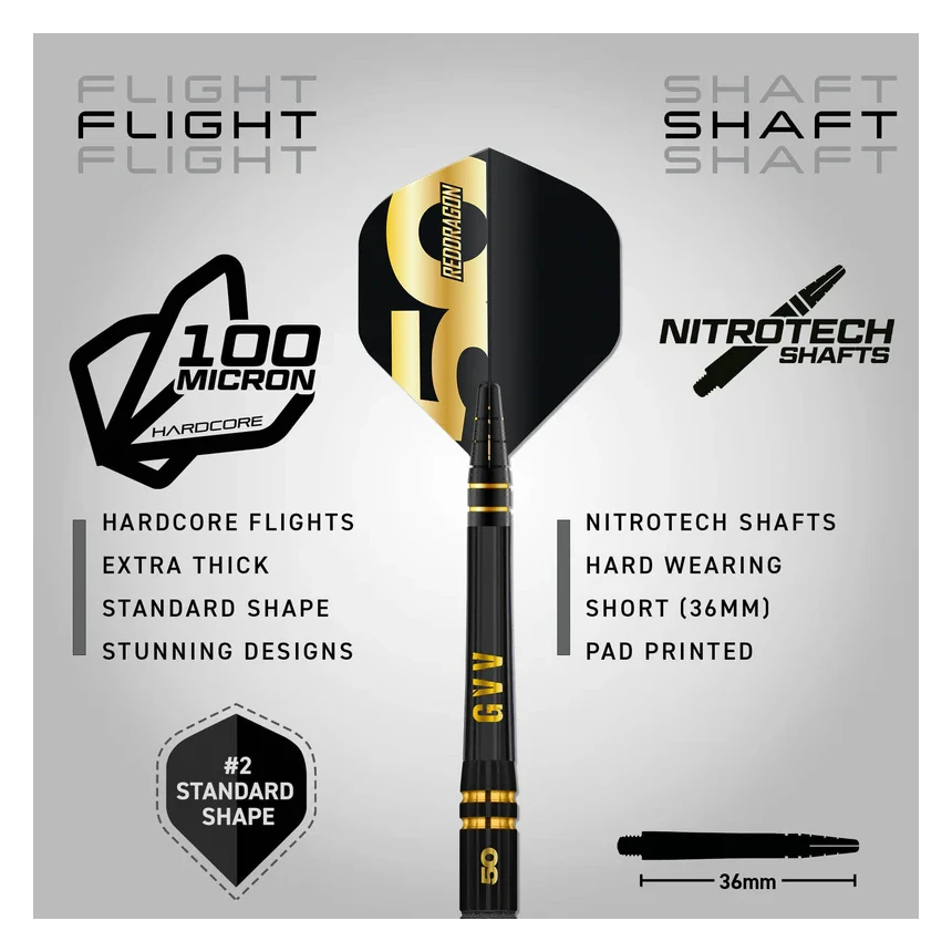 Red Dragon Gian Van Veen 50 Years Player Edition 90% Tungsten Steel Tip Darts 21 grams