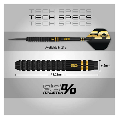 Red Dragon Gian Van Veen 50 Years Player Edition 90% Tungsten Steel Tip Darts 21 grams