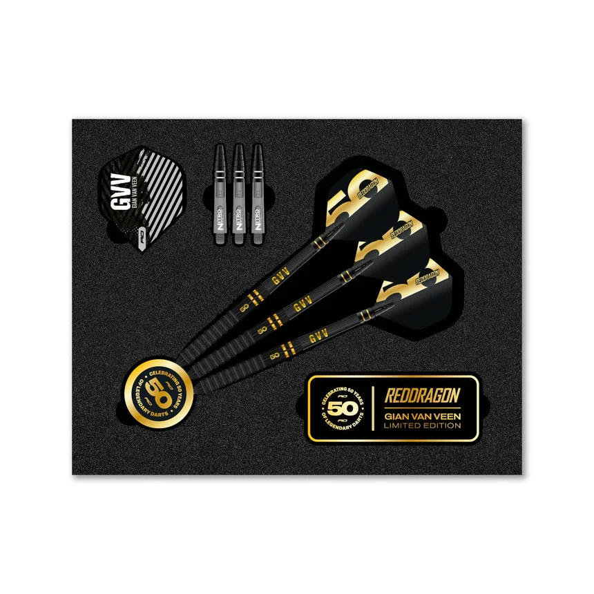 Red Dragon Gian Van Veen 50 Years Player Edition 90% Tungsten Steel Tip Darts 21 grams