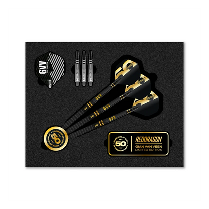 Red Dragon Gian Van Veen 50 Years Player Edition 90% Tungsten Steel Tip Darts 21 grams