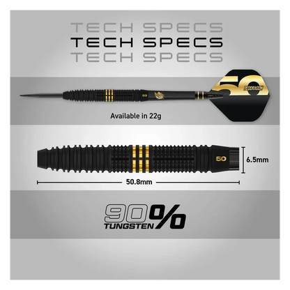 Red Dragon Jonny Clayton 50 Years Player Edition 90% Tungsten Steel Tip Darts 22 grams