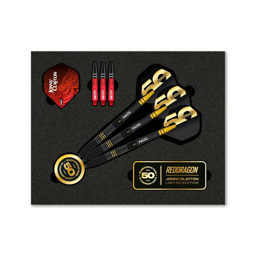 Red Dragon Jonny Clayton 50 Years Player Edition 90% Tungsten Steel Tip Darts 22 grams