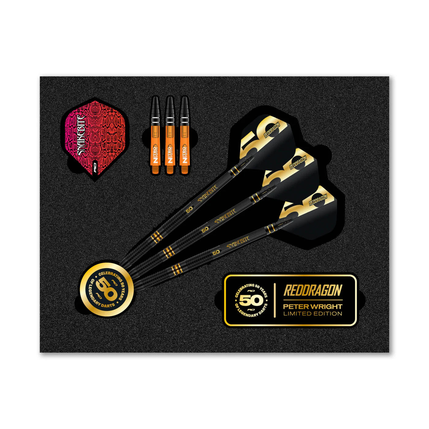 Red Dragon Peter Wright 50 Years Player Edition 90% Tungsten Steel Tip Darts 