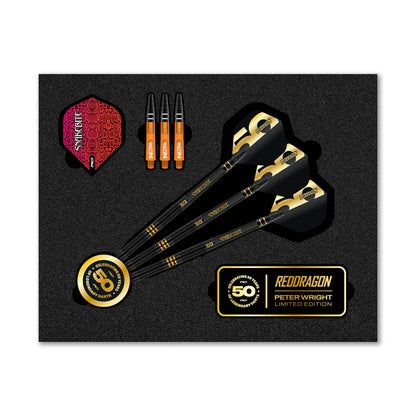 Red Dragon Peter Wright 50 Years Player Edition 90% Tungsten Steel Tip Darts 