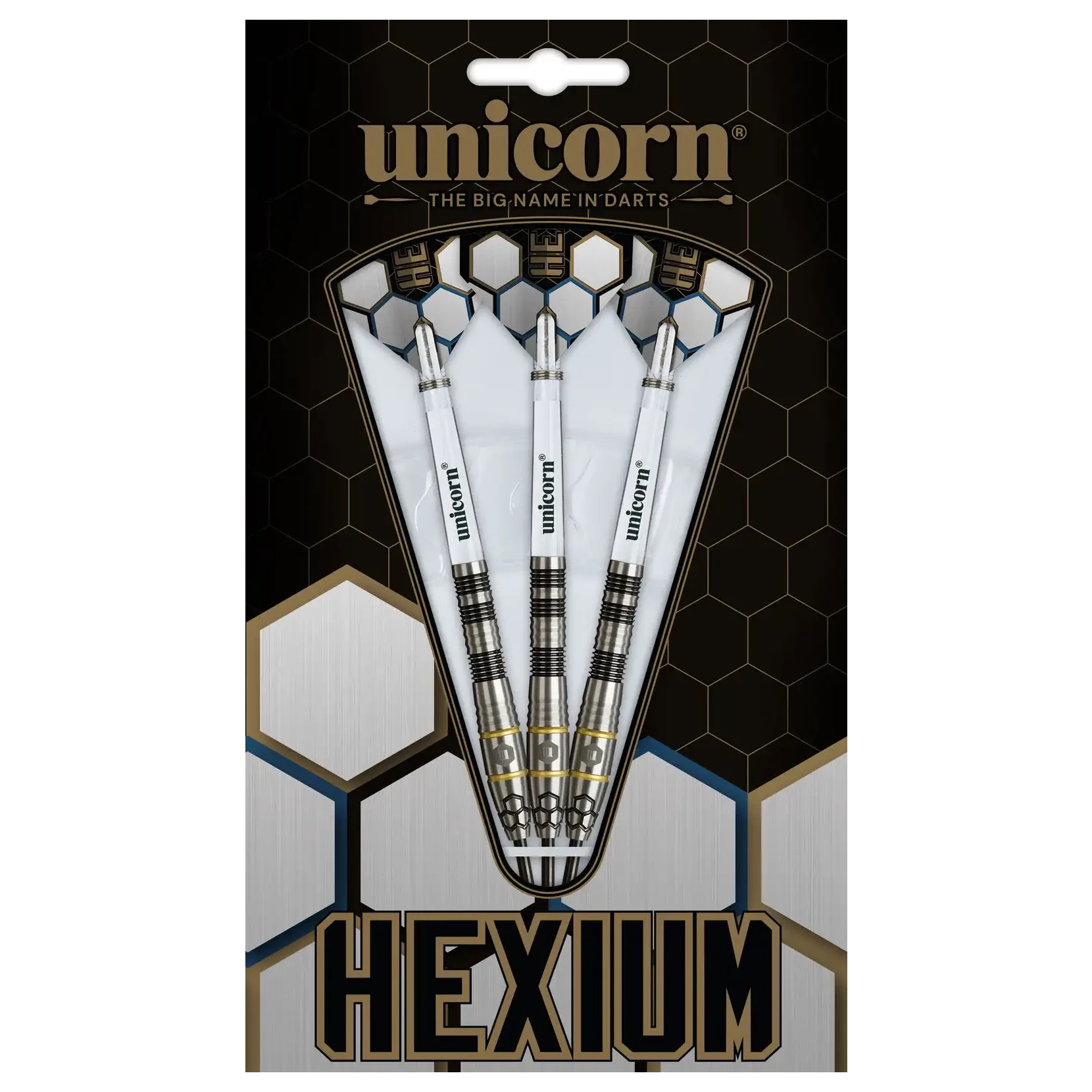 Winmau Hexium 1 Black & Gold 90% Tungsten Steel Tip Darts