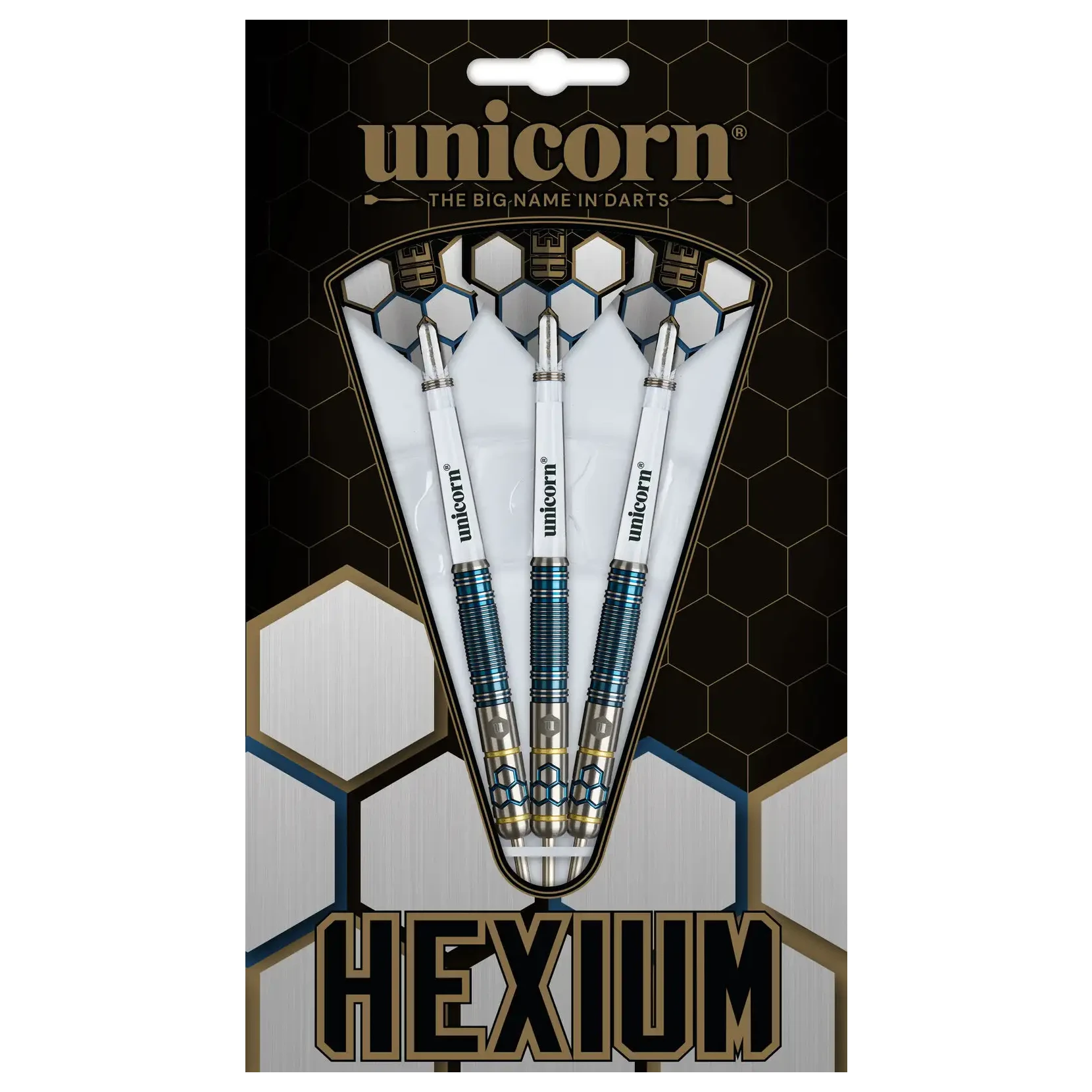 Winmau Hexium 2 Blue & Gold 90% Tungsten Steel Tip Darts
