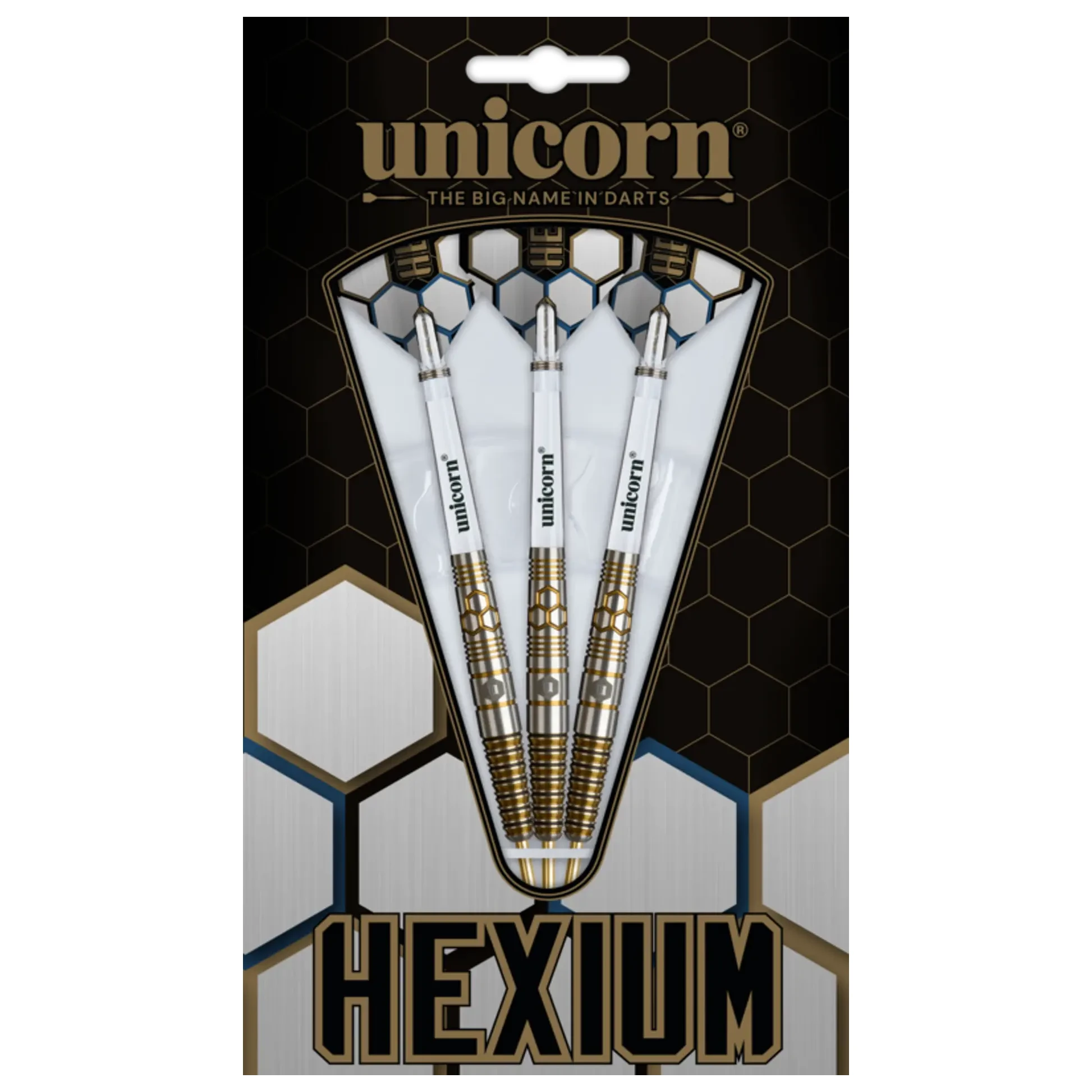 Winmau Hexium 3 Gold & Black 90% Tungsten Steel Tip Darts