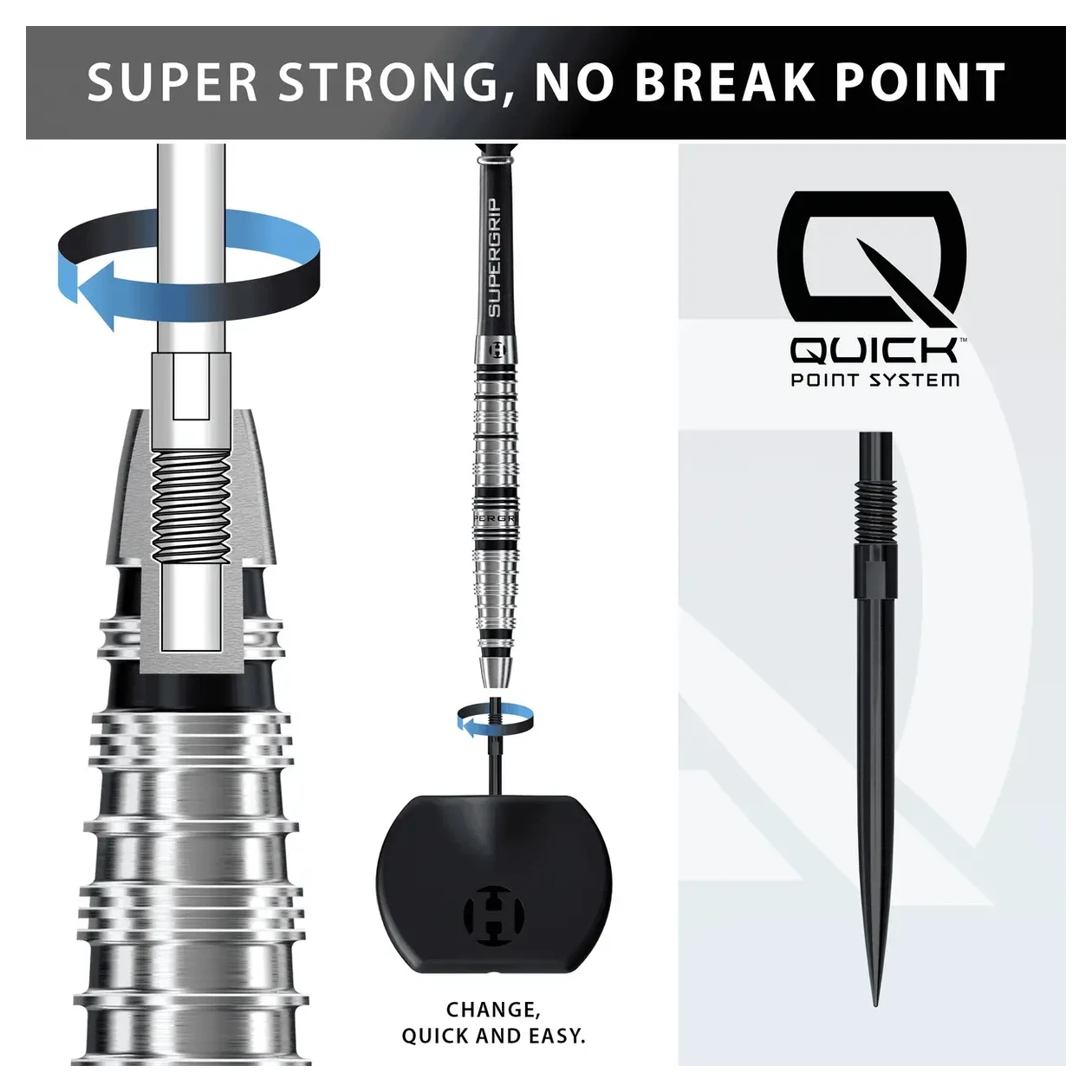 Harrows Supergrip QP Torpedo 90% Tungsten Steel Tip Darts 