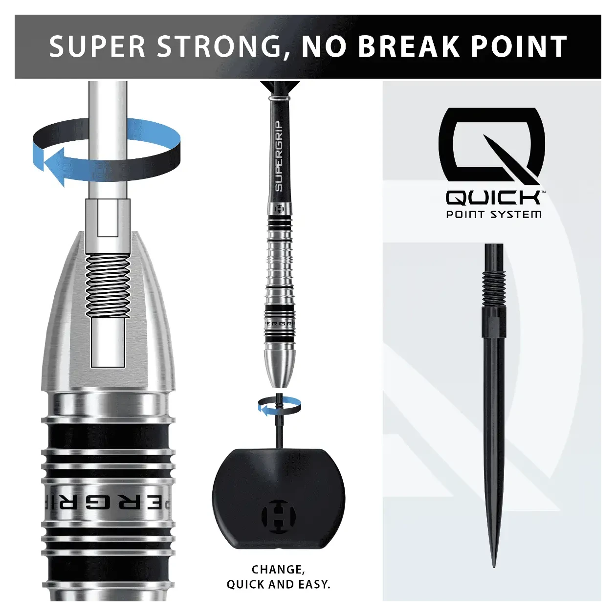 Harrows Supergrip QP Bomb 90% Tungsten Steel Tip Darts