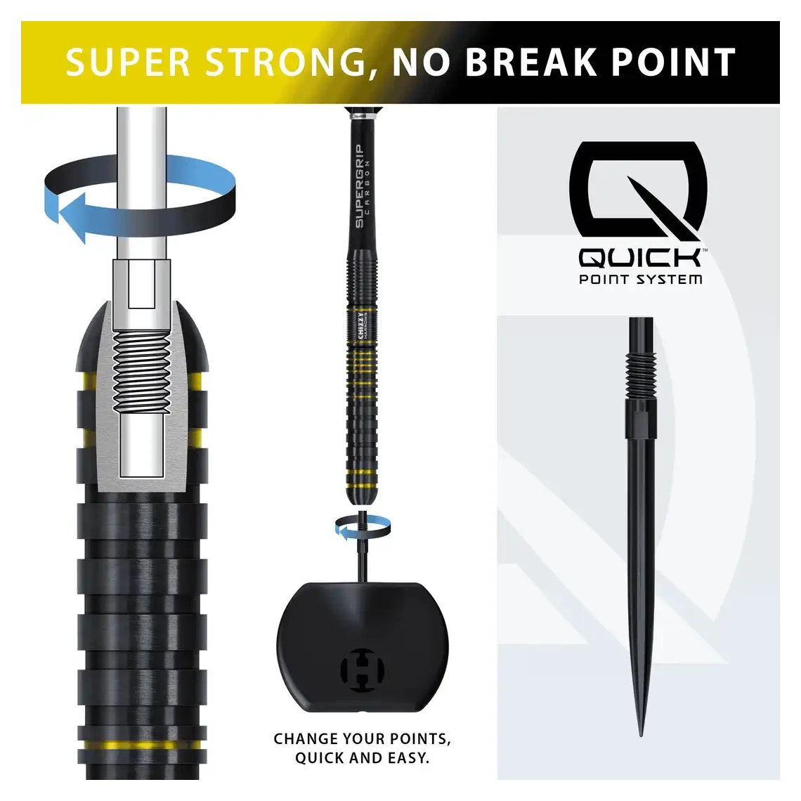 Harrows Chizzy Series 3 | Quick Point | 90% Tungsten Steel Tip Darts