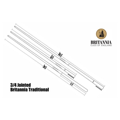 Britannia 3/4 Jointed Snooker Cue Diagram