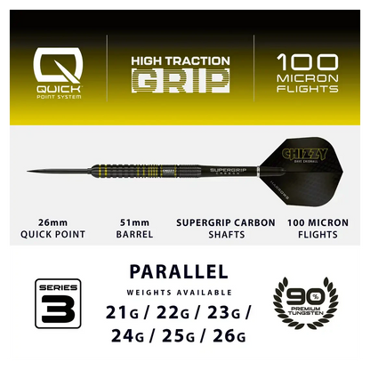 Harrows Chizzy Series 3 | Quick Point | 90% Tungsten Steel Tip Darts