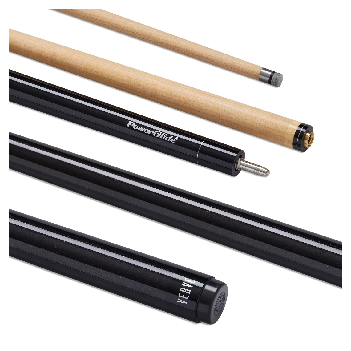 PowerGlide Verve Carbon Maple Wrap Pool Cue 10mm Tip - Black