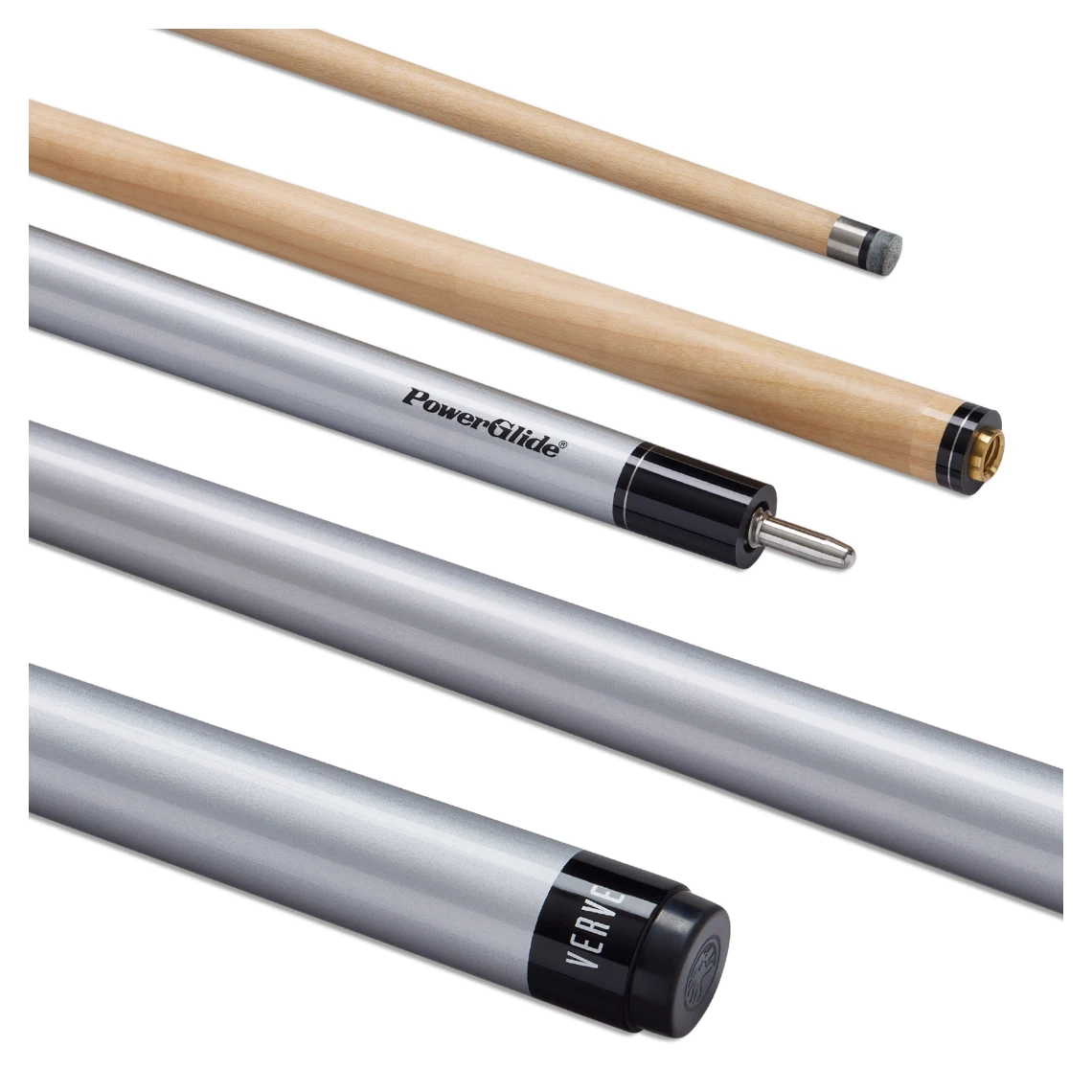 PowerGlide Verve Carbon Maple Wrap Pool Cue 10mm Tip - Silver