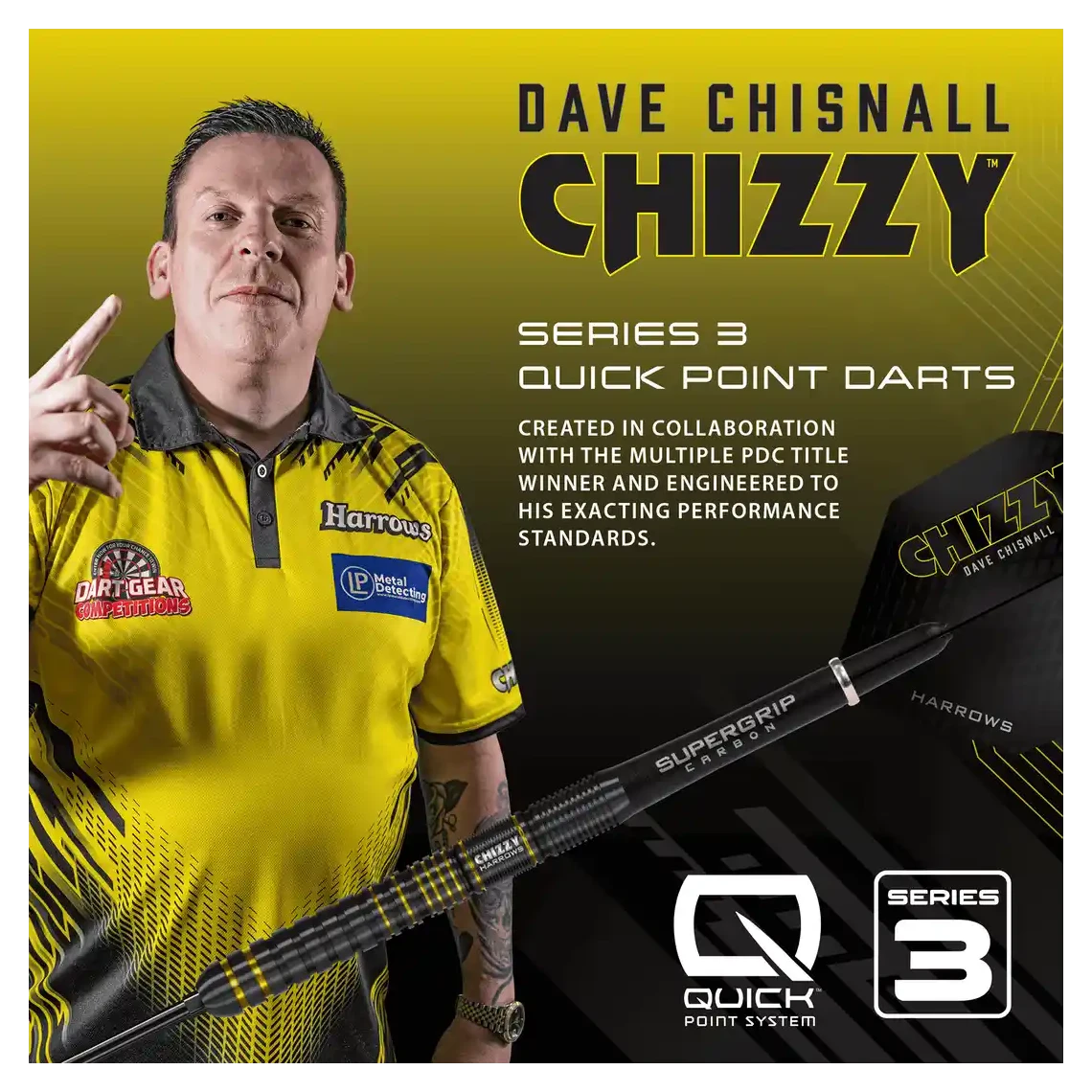 Harrows Chizzy Series 3 | Quick Point | 90% Tungsten Steel Tip Darts
