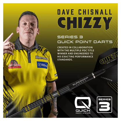 Harrows Chizzy Series 3 | Quick Point | 90% Tungsten Steel Tip Darts