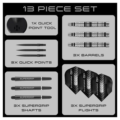 Harrows Supergrip QP Torpedo 90% Tungsten Steel Tip Darts 