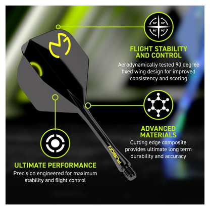 Winmau Fusion Integrated Flight & Shaft MvG PacMan - Black & Green