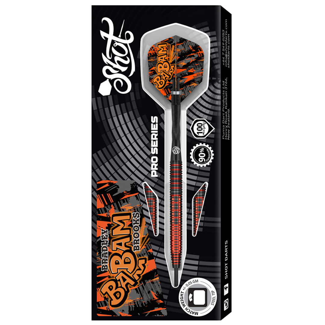 Shot Bradley Brooks Steel Tip Darts 90% Tungsten Steel Barrels 23g