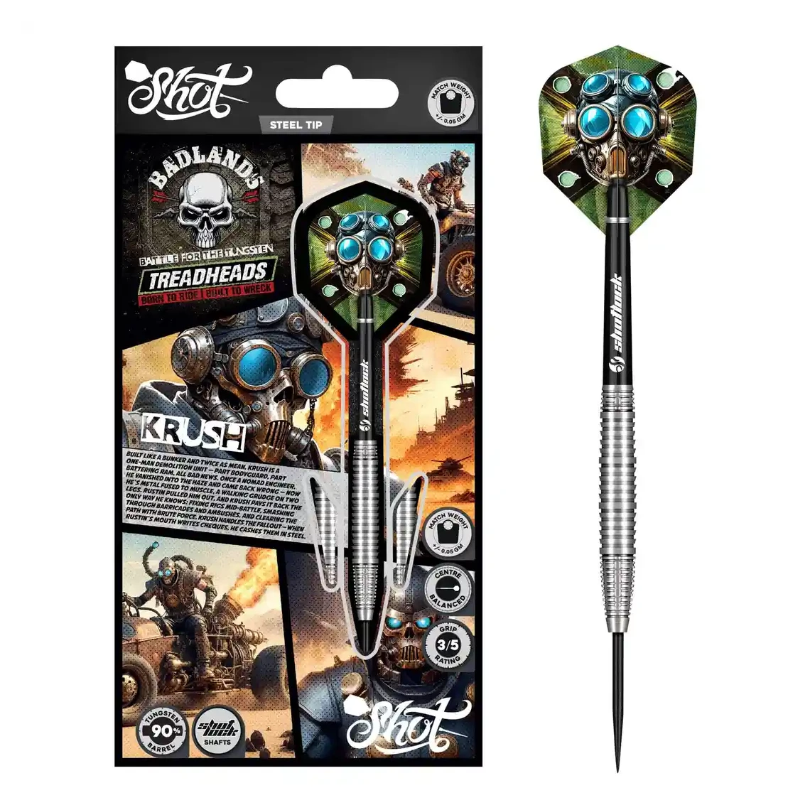 Shot Badlands Krush Steel Tip Darts 90% Tungsten Barrels