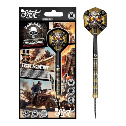 Shot Badlands The Sheriff Steel Tip Darts 90% Tungsten Barrels