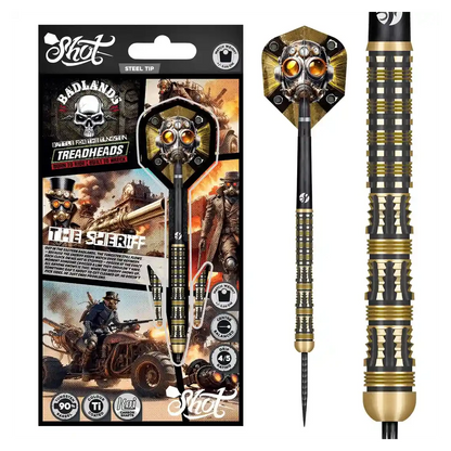 Shot Badlands The Sheriff Steel Tip Darts 90% Tungsten Barrels