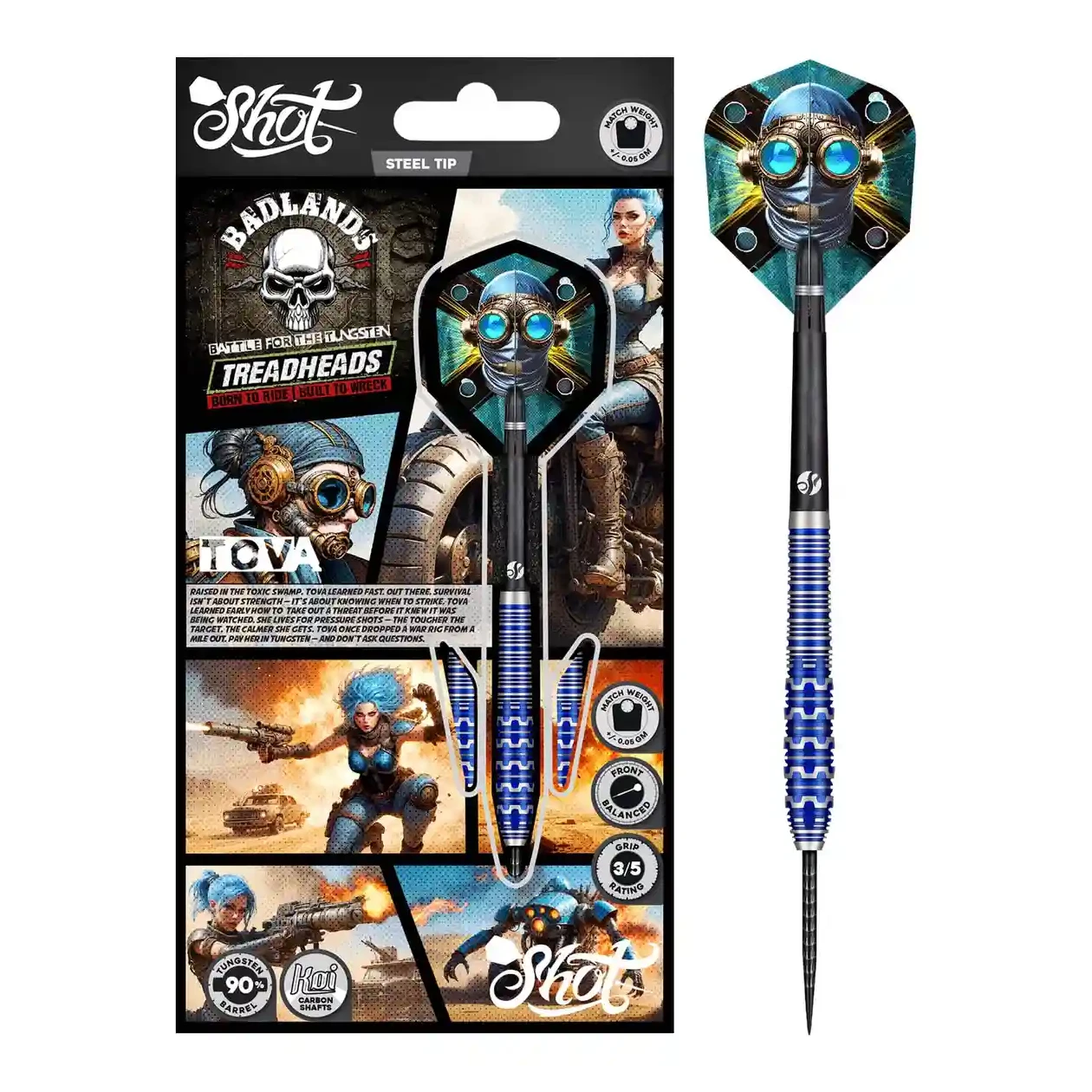 Shot Badlands Tova Steel Tip Darts 90% Tungsten Barrels