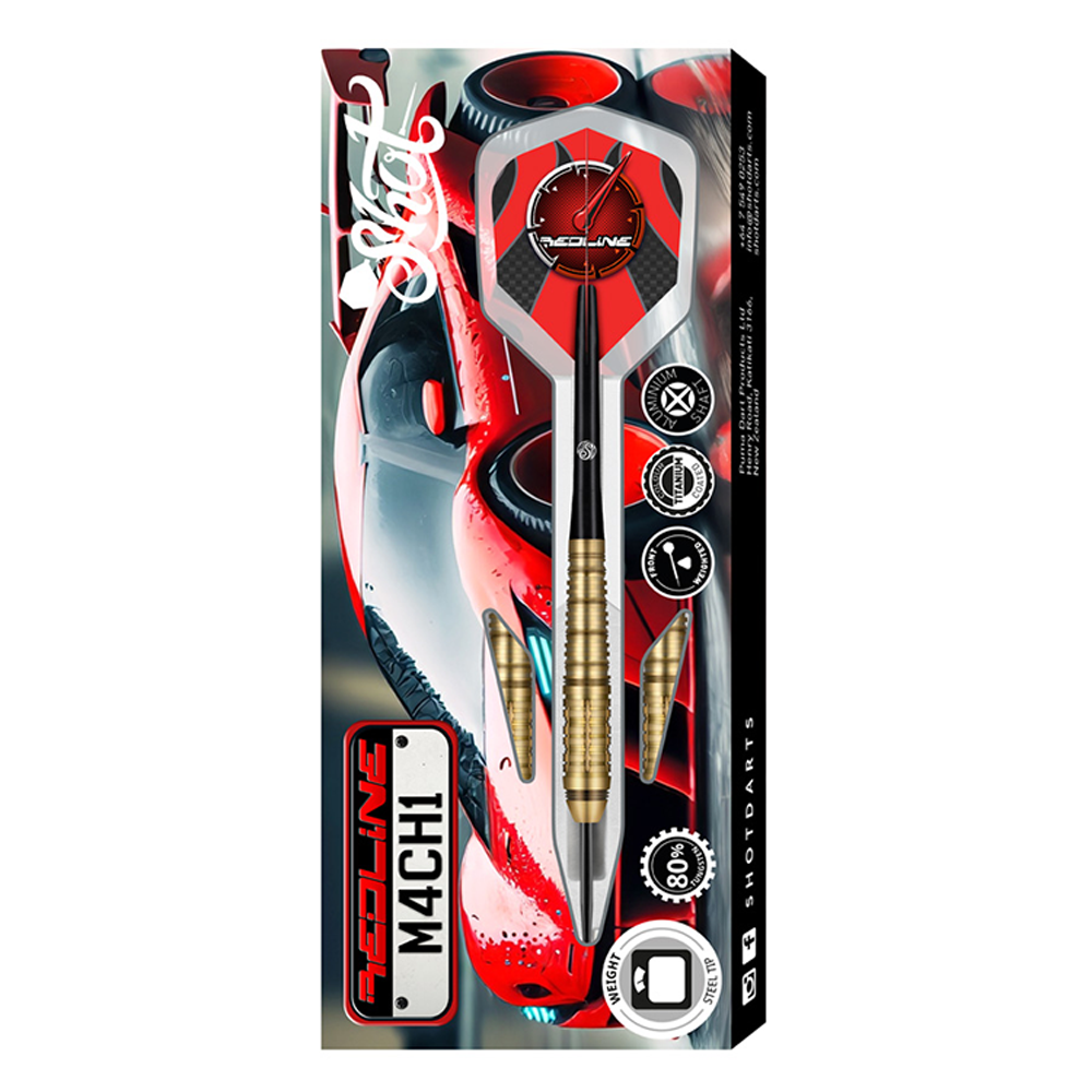 Shot Redline M4CH1 Steel Tip Darts 80% Tungsten Steel Barrels 26g