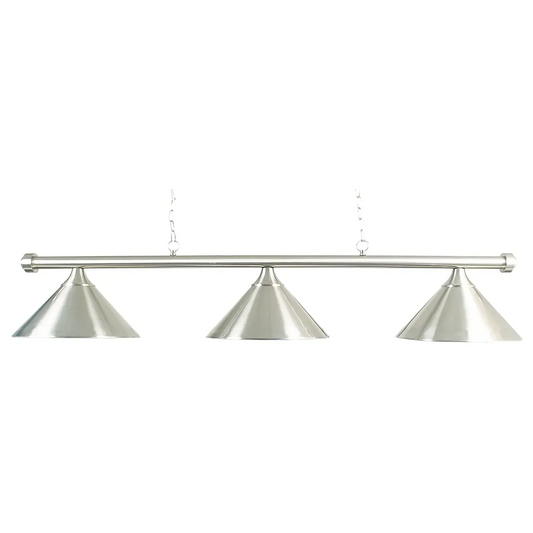 Brushed Steel Light Bar With Three Brushed Steel Shades