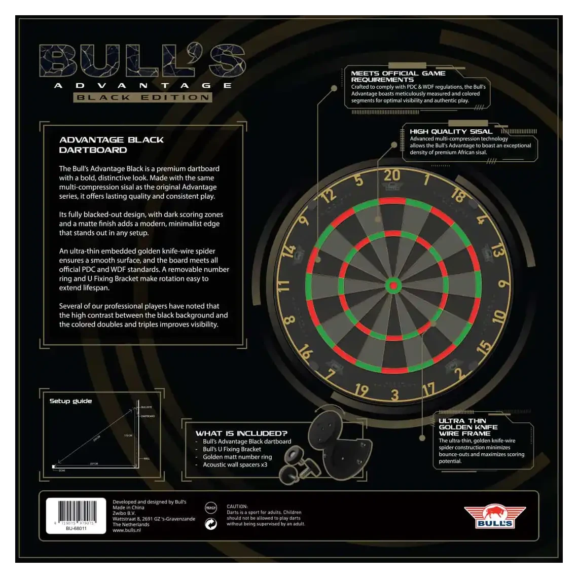 Bulls NL Advantage Black Professional Dartboard 