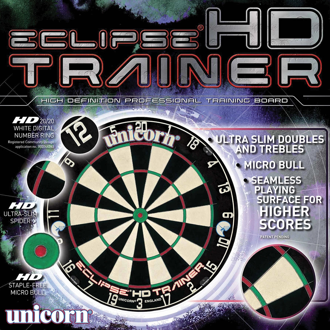 Unicorn Eclipse HD Trainer Bristle Dartboard