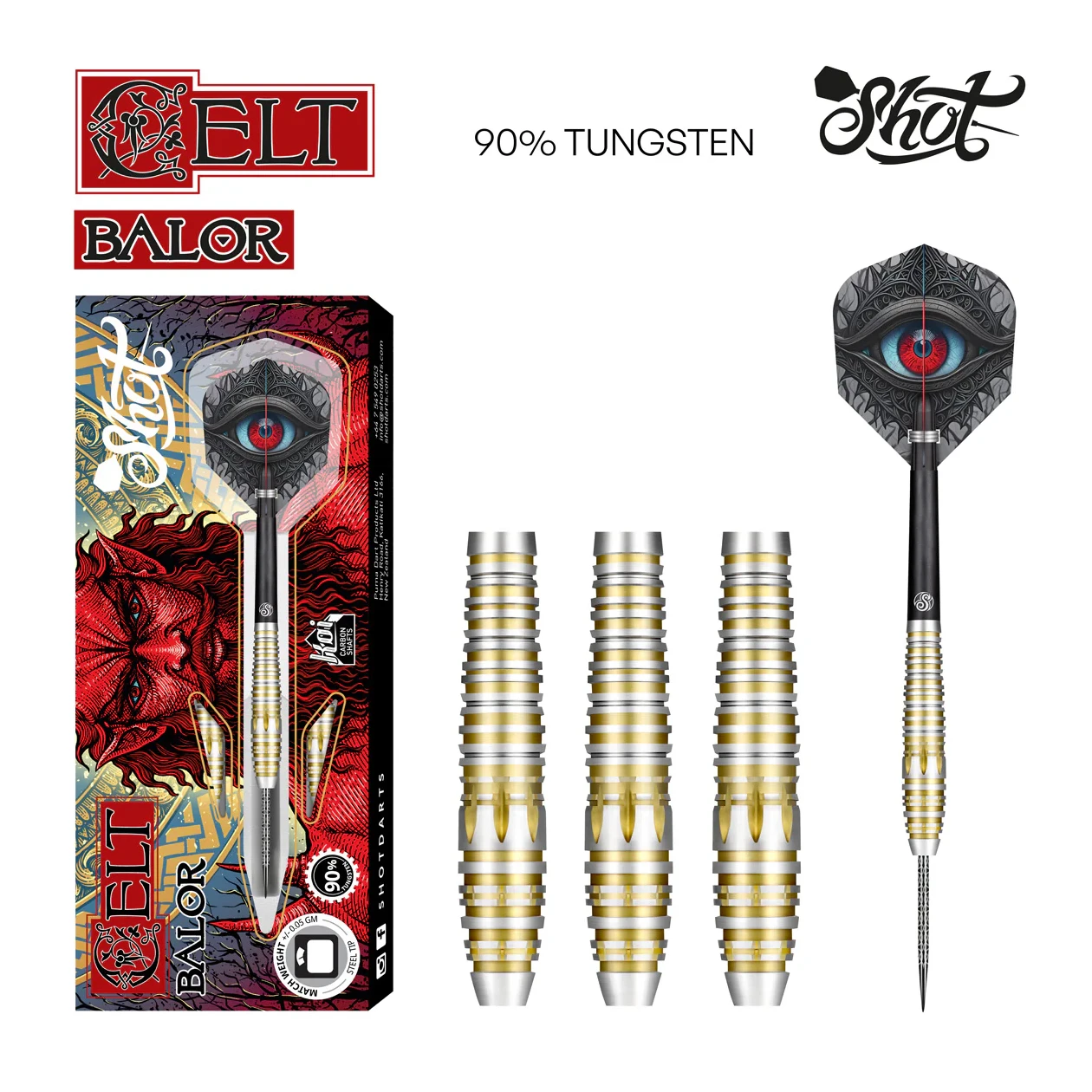 Shot Celt Balor Steel Tip Dart Set - 90% Tungsten Barrels Full-Set