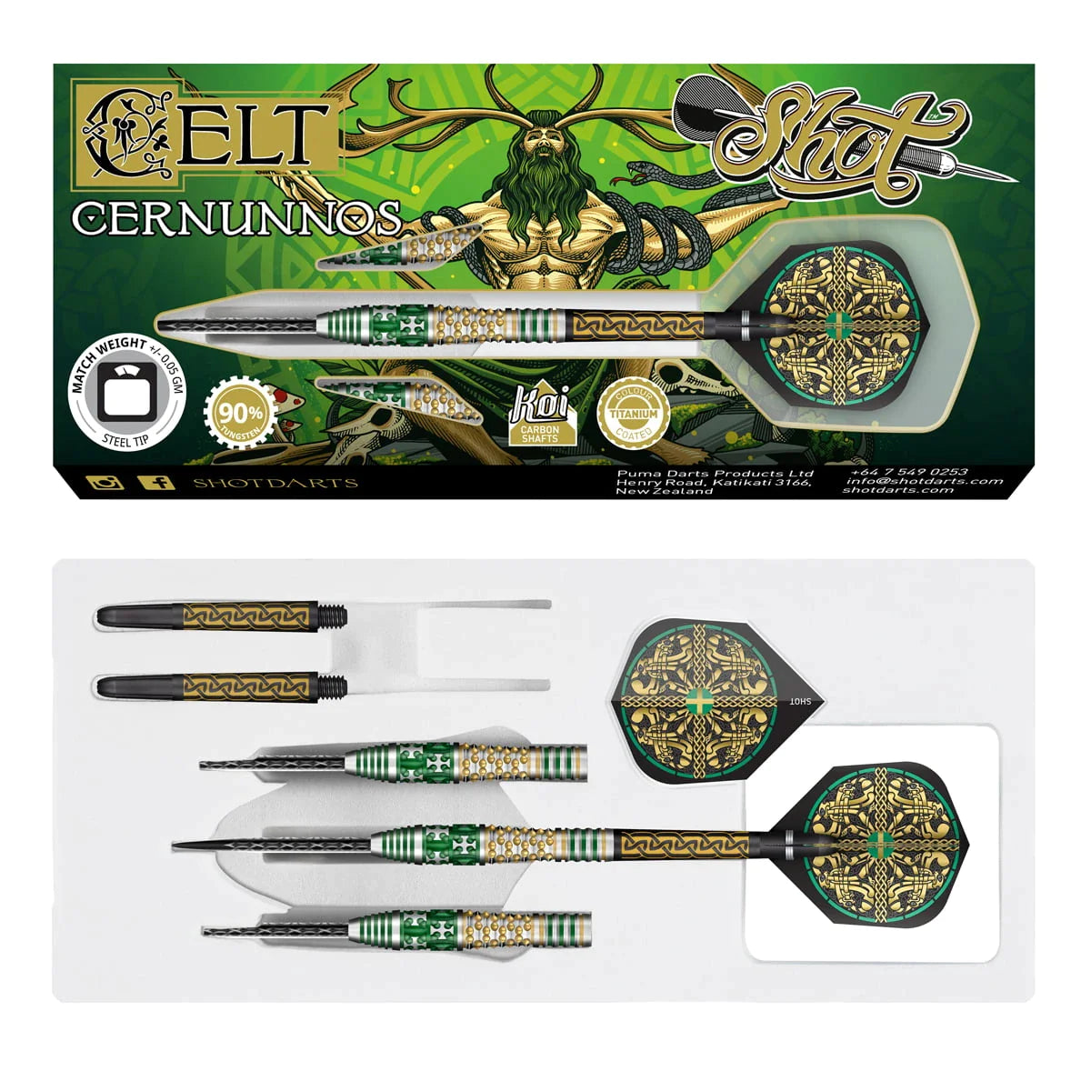 Shot Celt Cernunnos 22g 90% Tungsten Steel Tip Darts