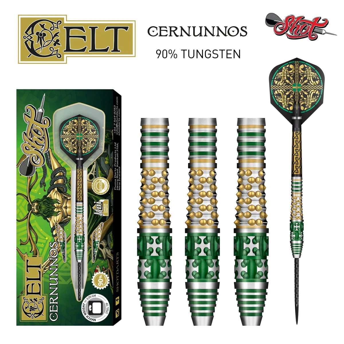 Shot Celt Cernunnos 22g 90% Tungsten Steel Tip Darts