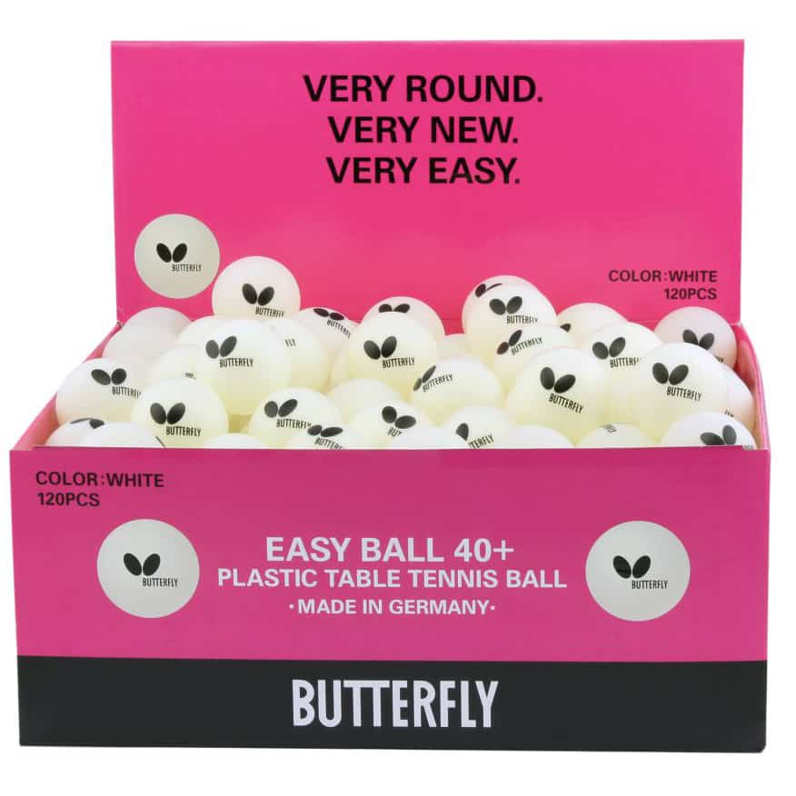 Butterfly Easy Ball – 120 x White Plastic Table Tennis Balls