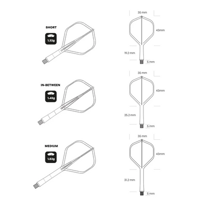 Shot Flight Deck - One Piece Dart Flight and Shaft System Weights