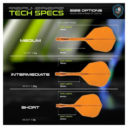 Winmau Fusion Integrated Flight & Shaft #6 Transparent Orange