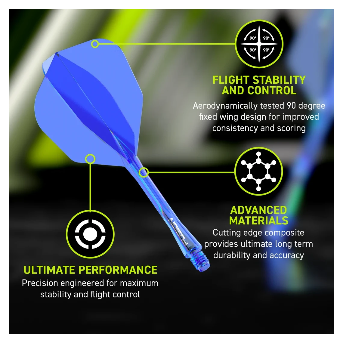 Winmau Fusion Integrated Flight & Shaft #6 - Blue Specs
